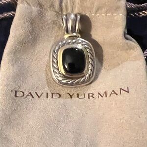 David Yurman Black Stone Pendant with Silver and Gold